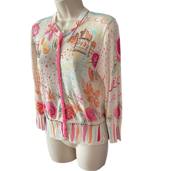 I.e. Cardigan Womens Floral Funky Button Up Cardigan Size M Colorful - Picture 4 of 14